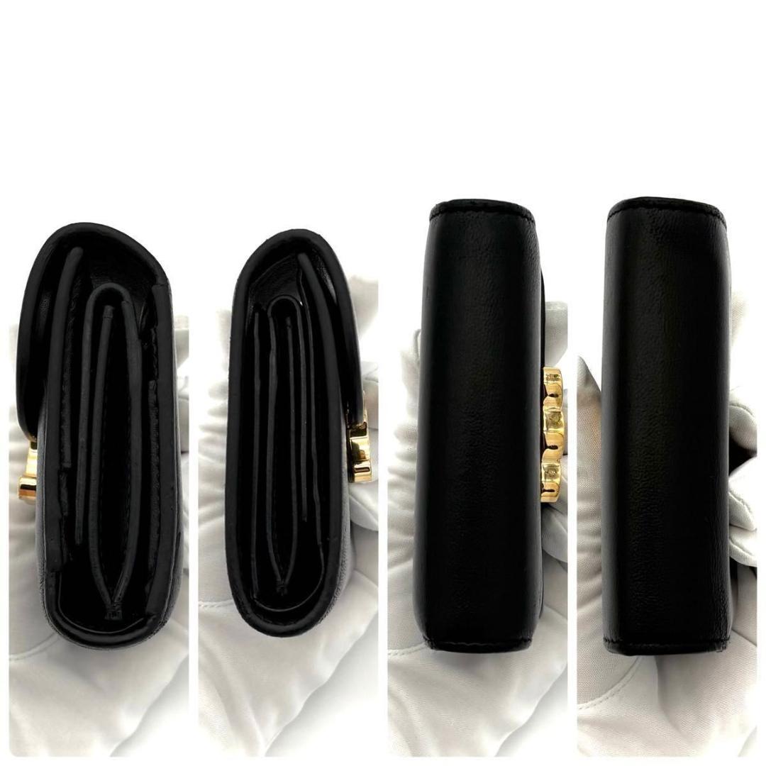 セリーヌ 折財布 トリオンフ フラップ ウォレット 三つ折り 黒 2423