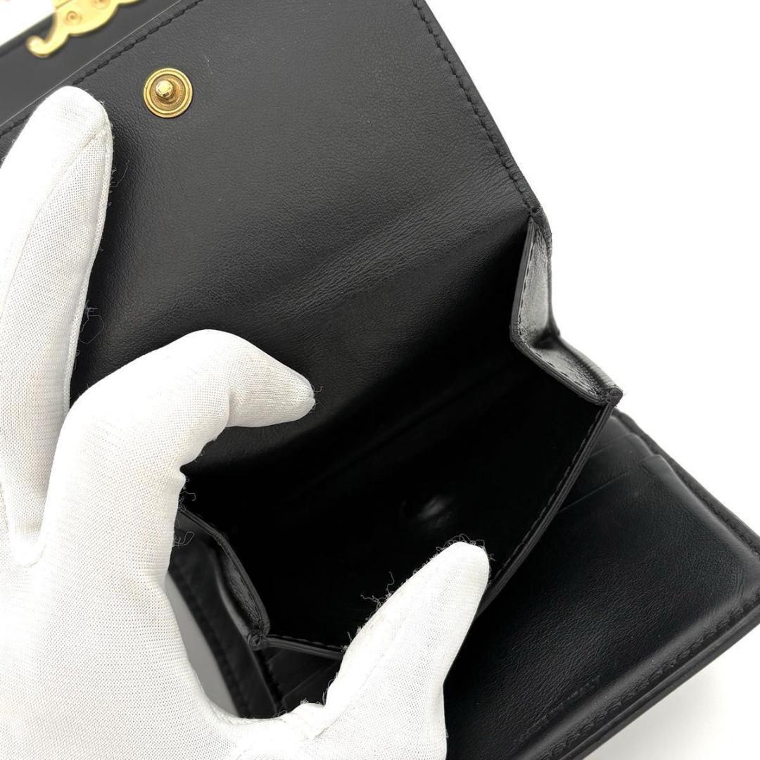 セリーヌ 折財布 トリオンフ フラップ ウォレット 三つ折り 黒 2423