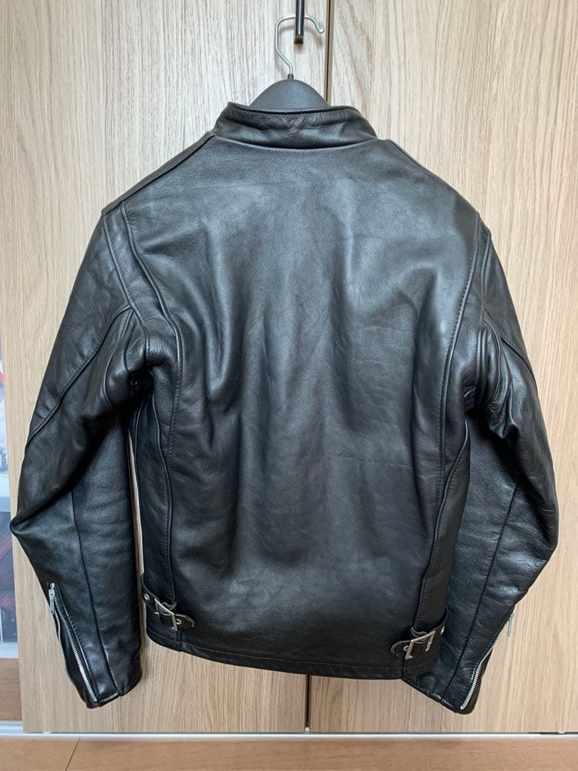 schott641spブラックレザーシングルライダースジャケットショット