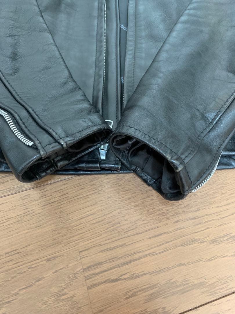 schott641spブラックレザーシングルライダースジャケットショット