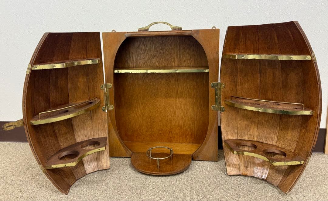 レア✨ヴィンテージ☆樽型 ワインラック＆キャビネット　 木製　グラス入れ 飾棚