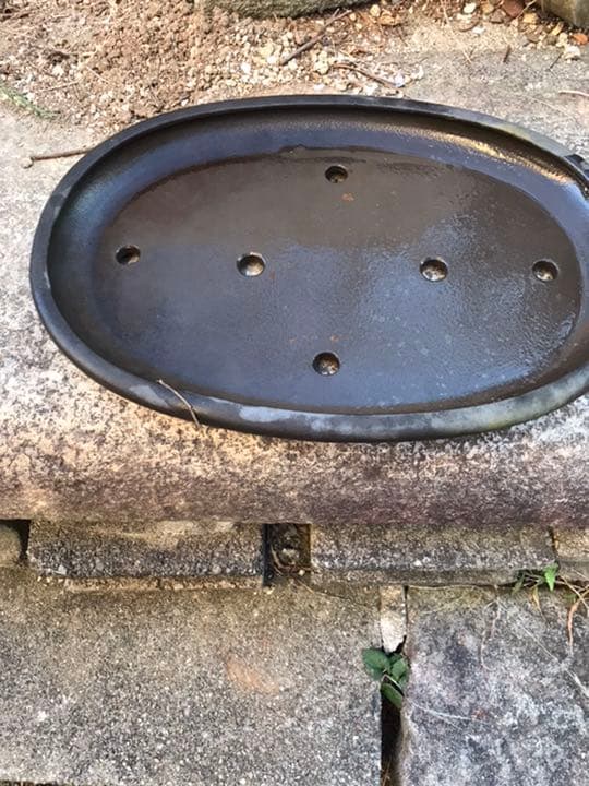 盆栽鉢　時代水庄園縁入り楕円41x29x7cm