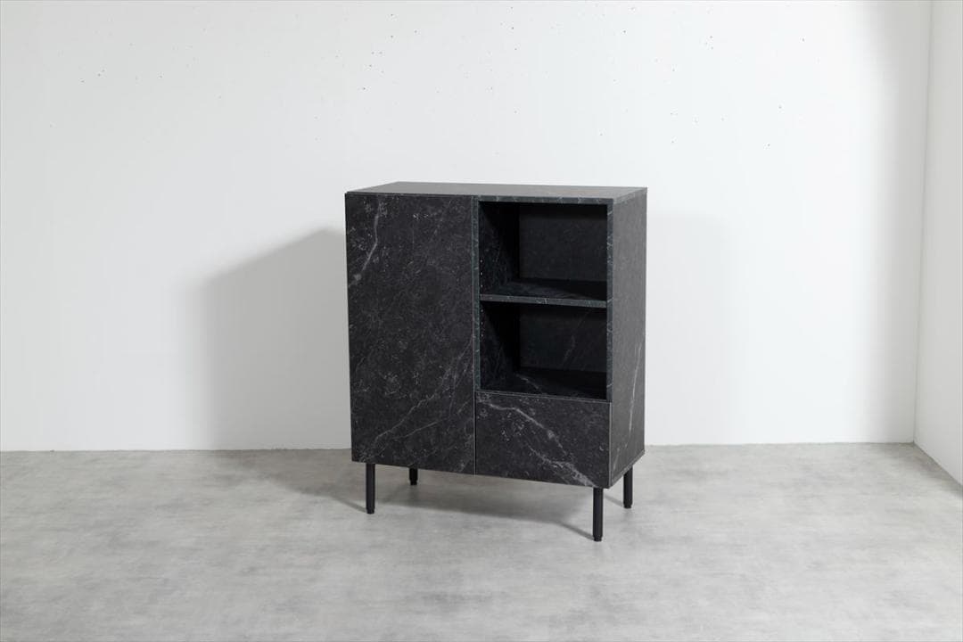 【送料無料】【幅72cm】大理石柄キャビネット ストーン柄 マーブル 棚 収納