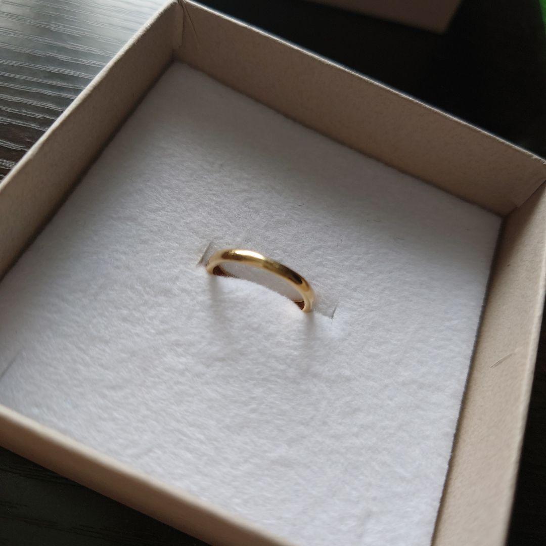 a*！様 K18 ゴールド リング 約8号　シンプル ルビー？ダイヤ？付き レト