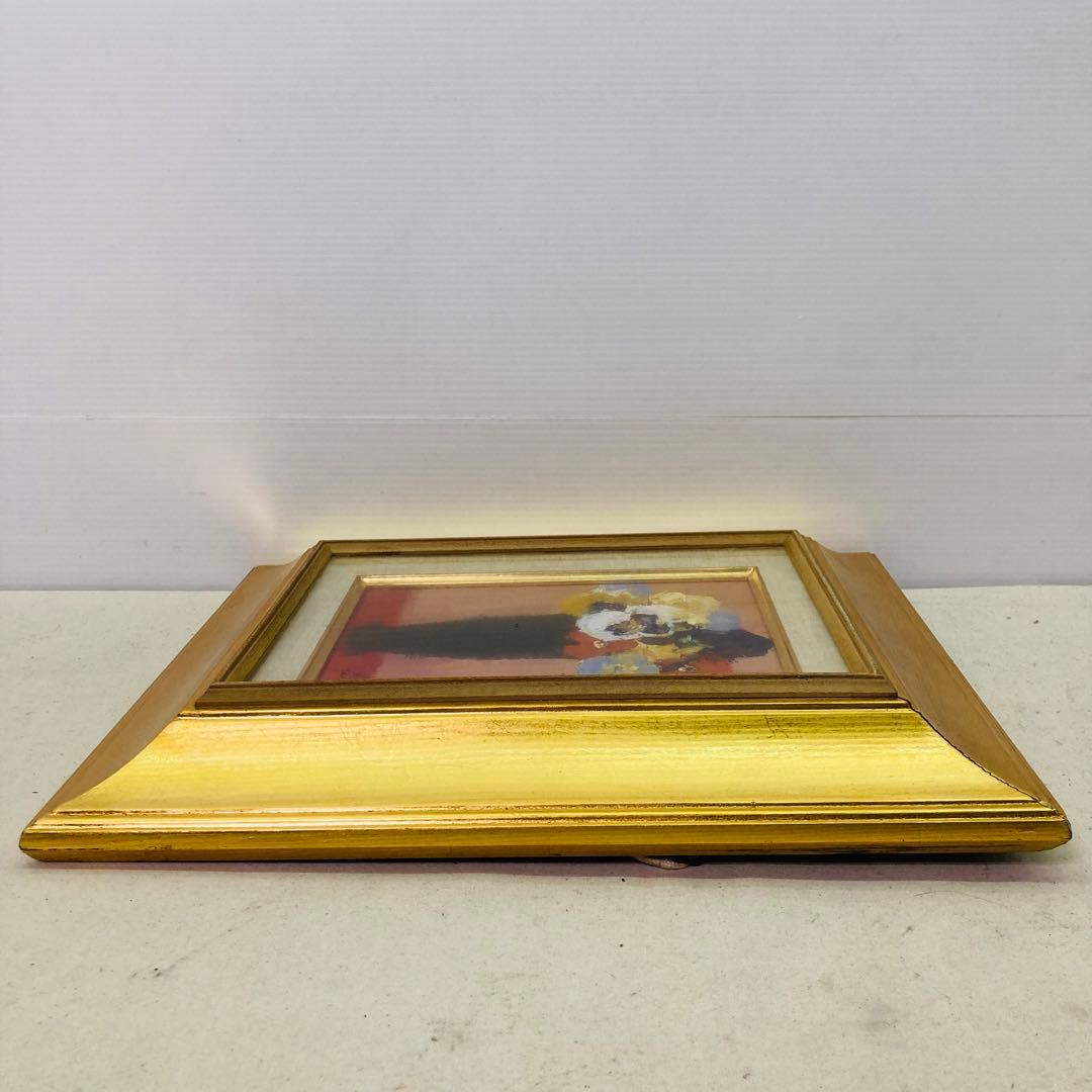 【真作】額装 油彩画　山本亜稀 「パンジー」　画 二科会 サイン有 裏書有 へ9