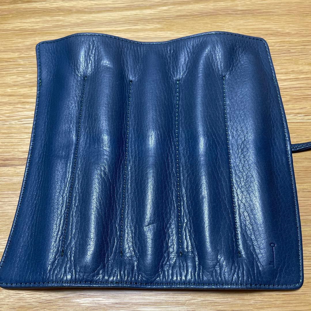 【希少限定カラー】ナガサワキップレザーロールペンケース5本差し北野坂ナイトブルー