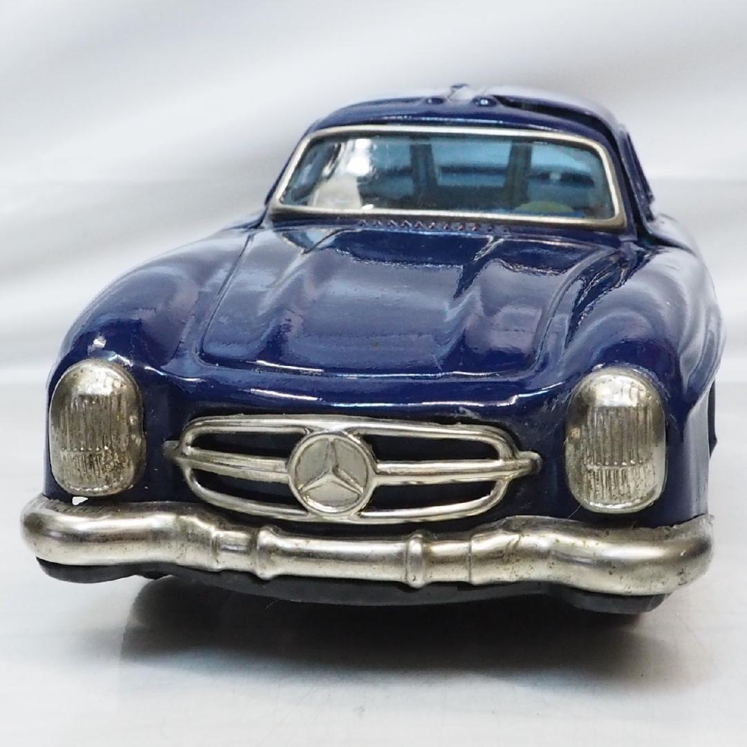 バンダイ メルセデスベンツ300SLリペイント紺リモコン欠tinブリキcar箱無