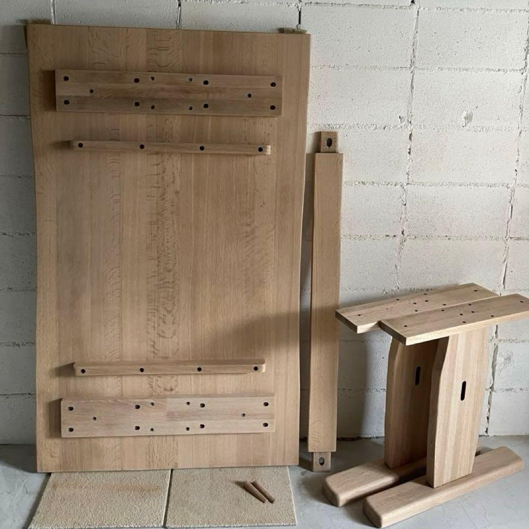 美品　飛騨清見工房　天然木楢無垢材　オーク無垢材　ダイニングテーブル150 虎斑