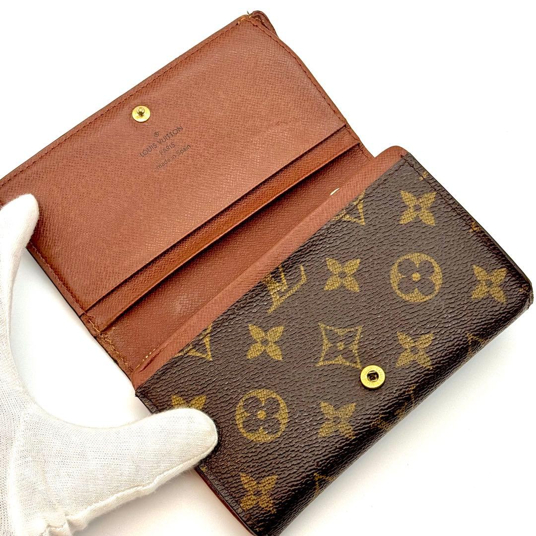 【お買得】 ルイヴィトン モノグラム ポルトモネ トレゾール 二つ折り財布