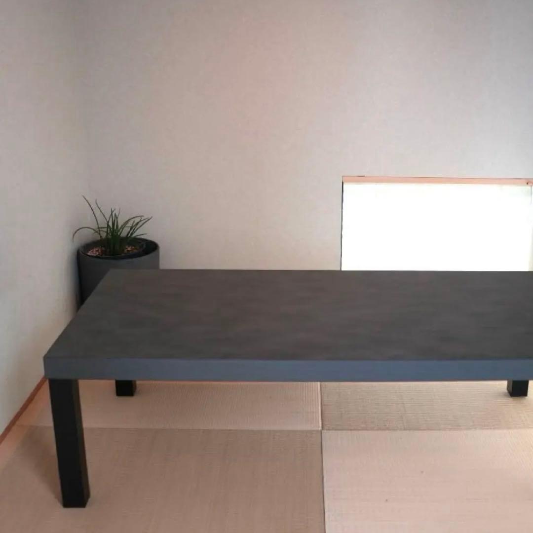 【未使用】ローテーブル セラミック調　グレー　コンクリート調　モルタル風　黒