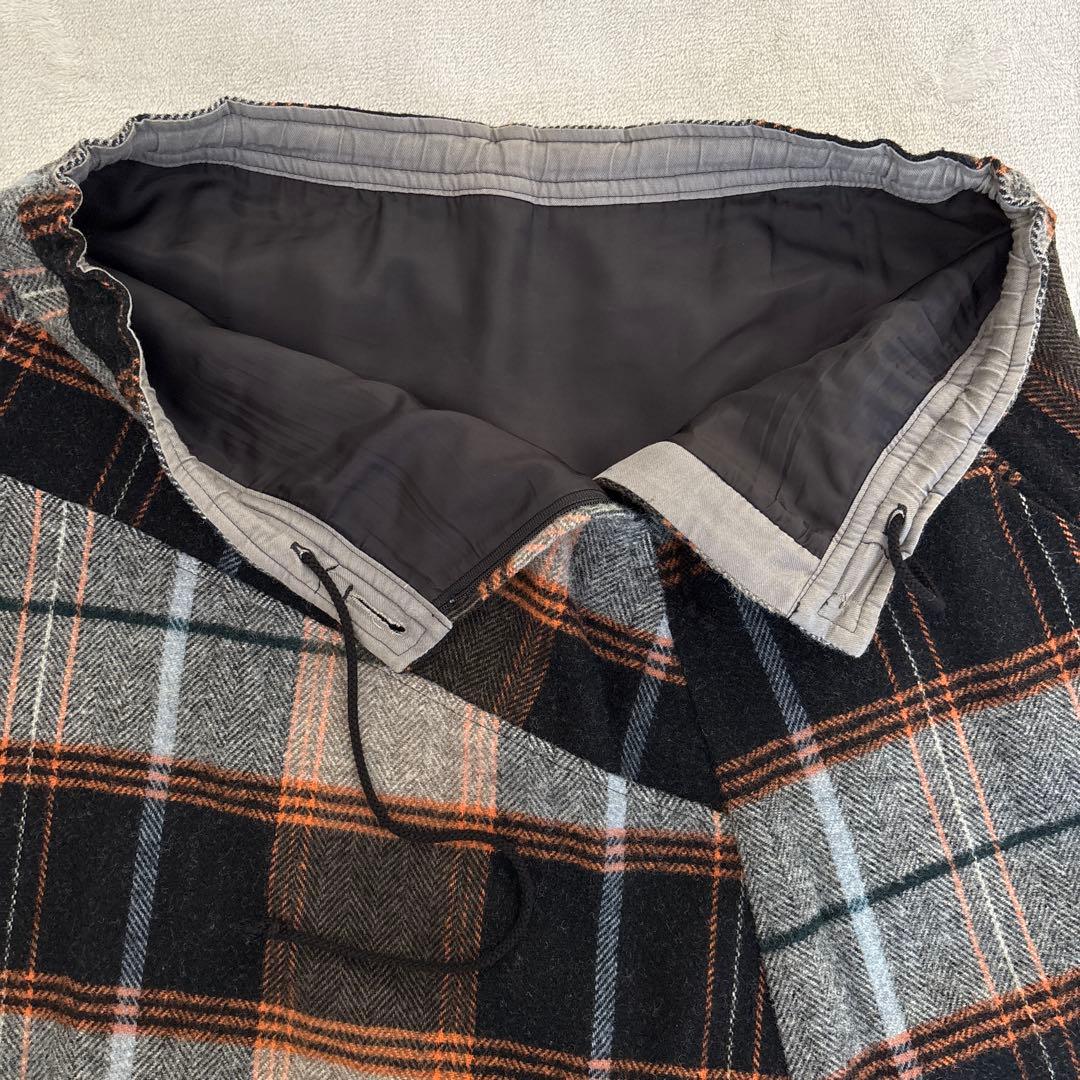 Y's ワイズ 変形 サルエルパンツ ウール チェック アシンメトリー 日本製