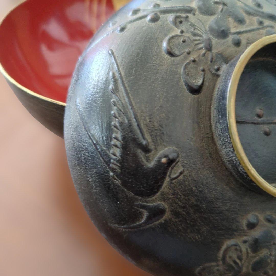 今ちゃん　骨董　お椀　会津塗　鉄錆塗り螺鈿　10つ