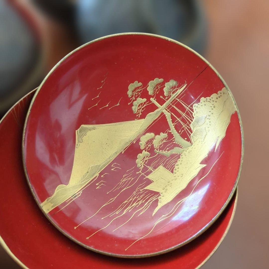 今ちゃん　骨董　お椀　会津塗　鉄錆塗り螺鈿　10つ