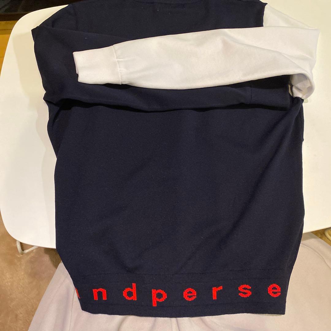 早い方優先セール‼️ and per se Mサイズ セーター ネイビー/ホワイト