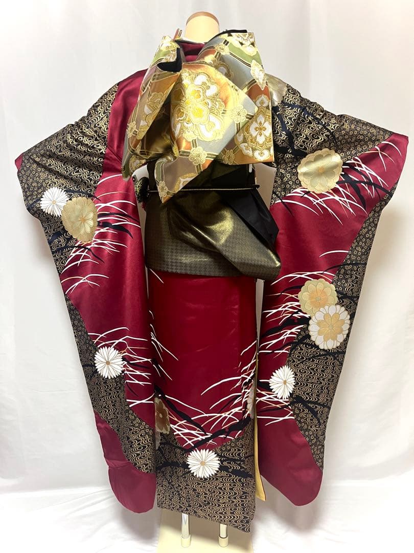 【美おり】振袖 正絹 振袖フルセット 7点セット 成人式 金彩加工 高級 古典柄