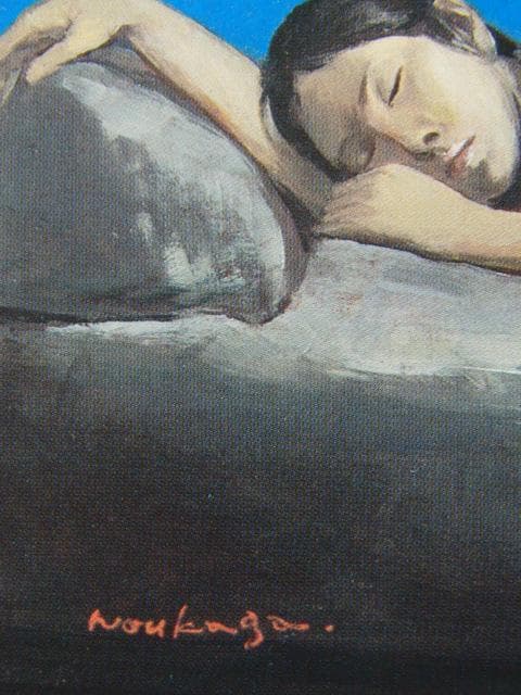 額賀加津巳、夢・眠るひと、希少な額装用画集より、新品高級額装付、状態良好