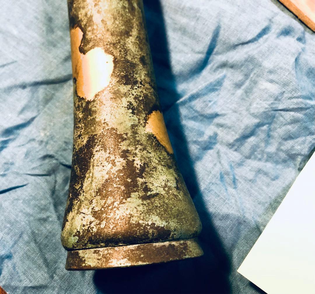 平安　秦蔵六造　 二代目　塗金銅　斛式花瓶　共箱