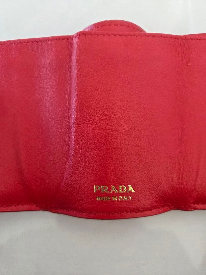 PRADA プラダ 三つ折り ミニ財布 レッド 正規品
