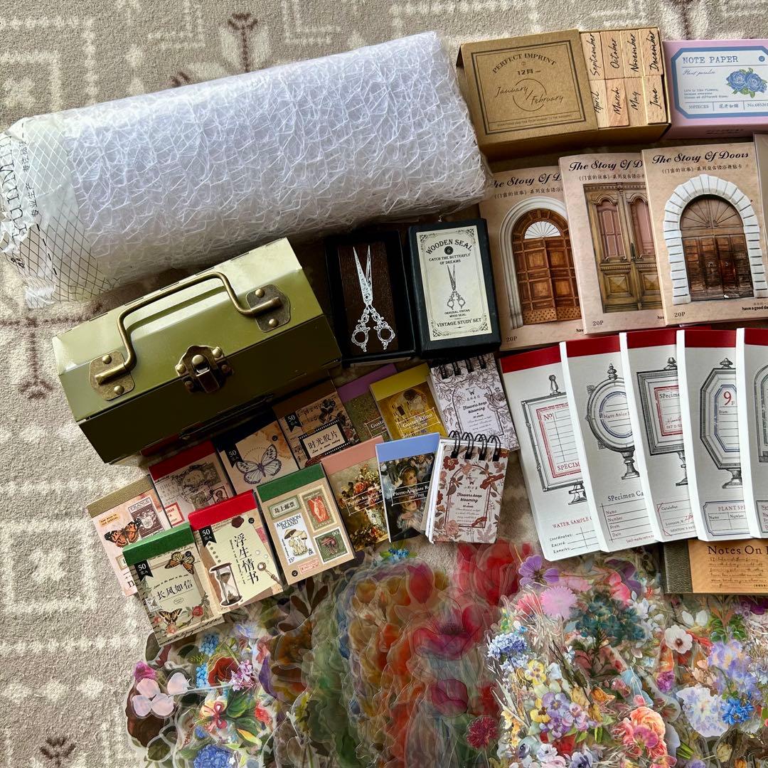 大量 紙モノ コラージュ素材まとめ売り レア シール 洋書 スタンプ マステ