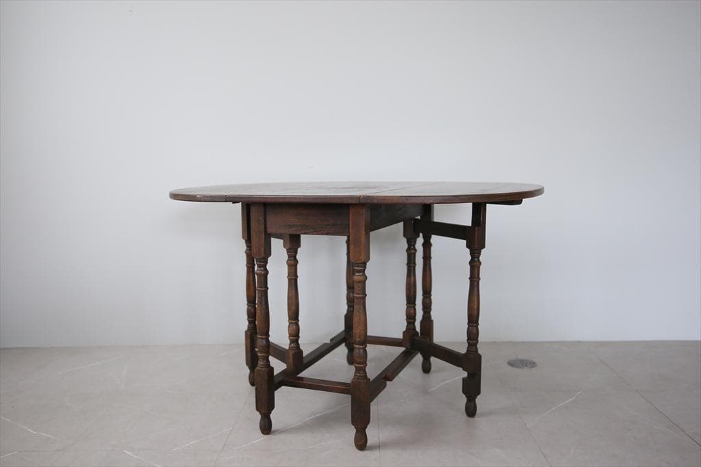 英国アンティーク木製ゲートレッグテーブル/ダイニング机バタフライ(87-40)