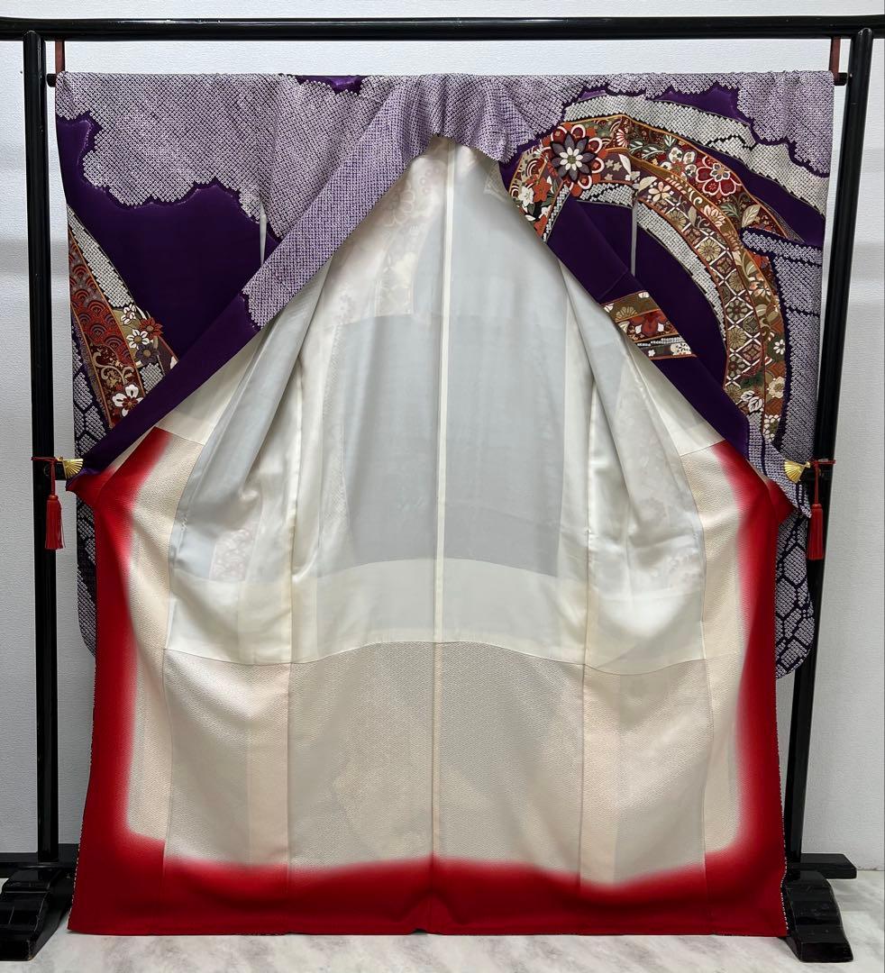 振り袖　フルセット　長襦袢　成人式　金彩加工　絞り　熨斗目　長尺袋帯　734