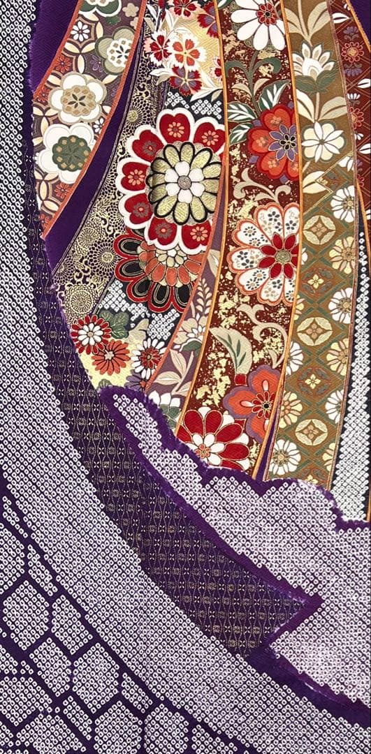 振り袖　フルセット　長襦袢　成人式　金彩加工　絞り　熨斗目　長尺袋帯　734