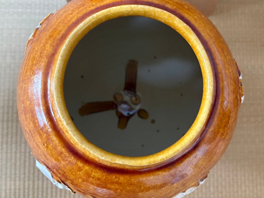 【未使用】清水保孝作 三彩釉貼亀文(さんさいゆうはっかめもん)壺