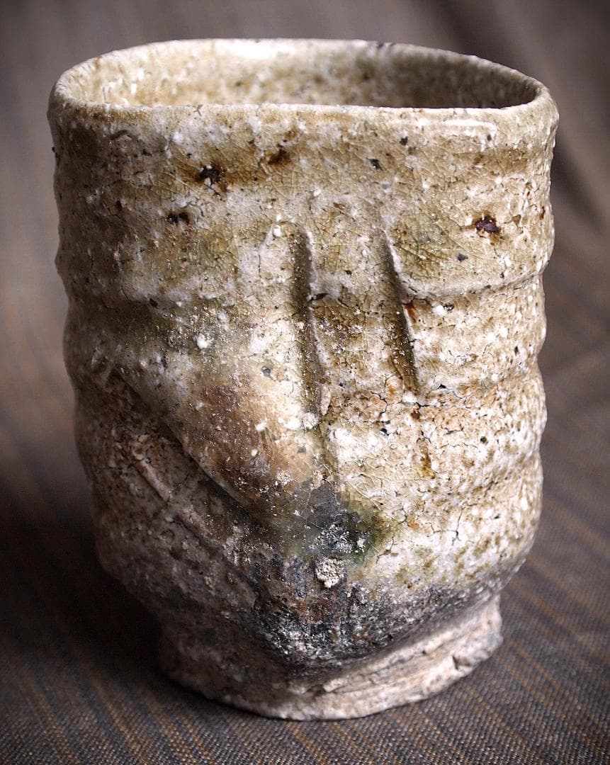 人気作家★谷本貴【師：師：森正・谷本景】伊賀(窯変）湯のみA★共箱 匿