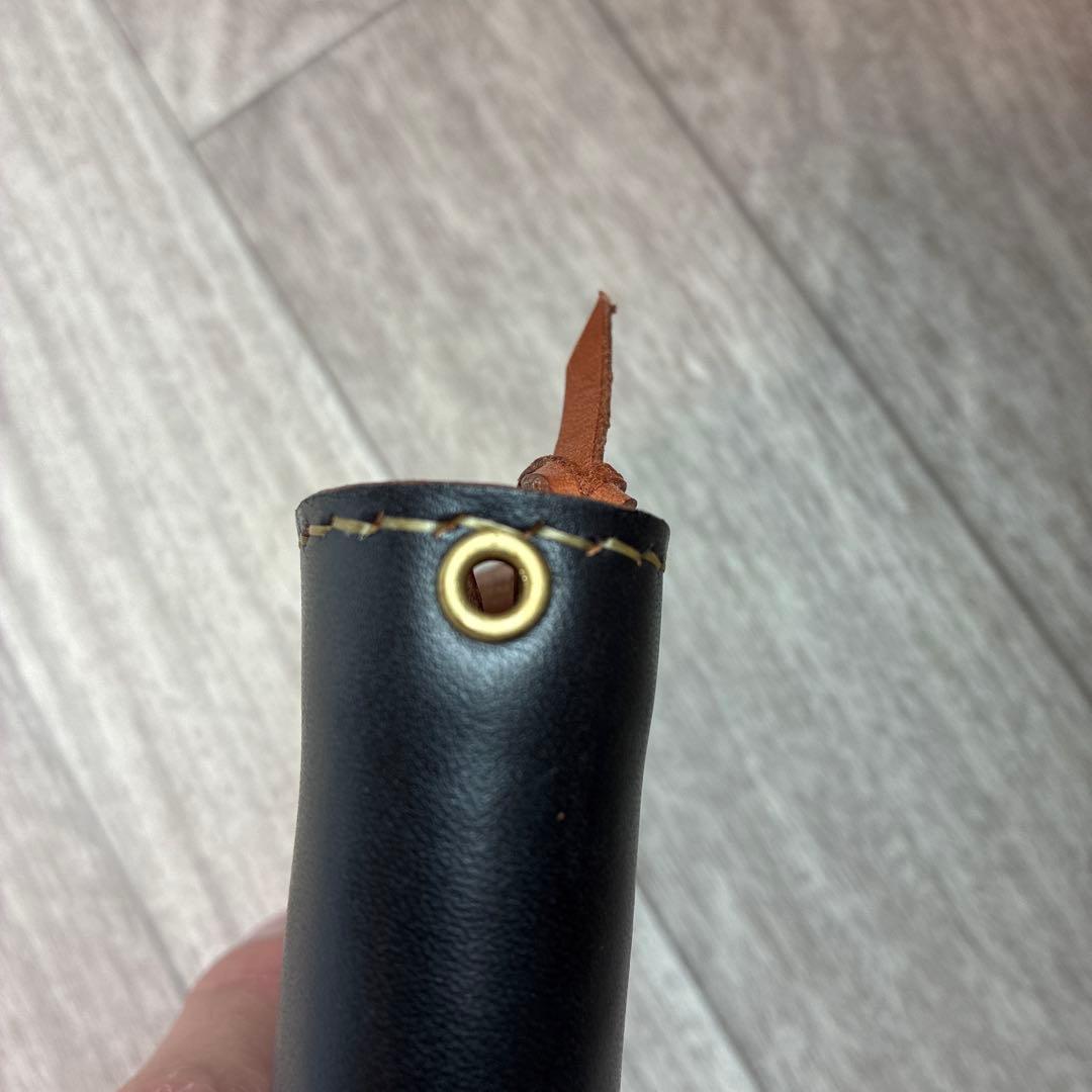 【週末セール】【茶芯】ブラック×ブラウン　ミドルトラッカーウォレット　真鍮