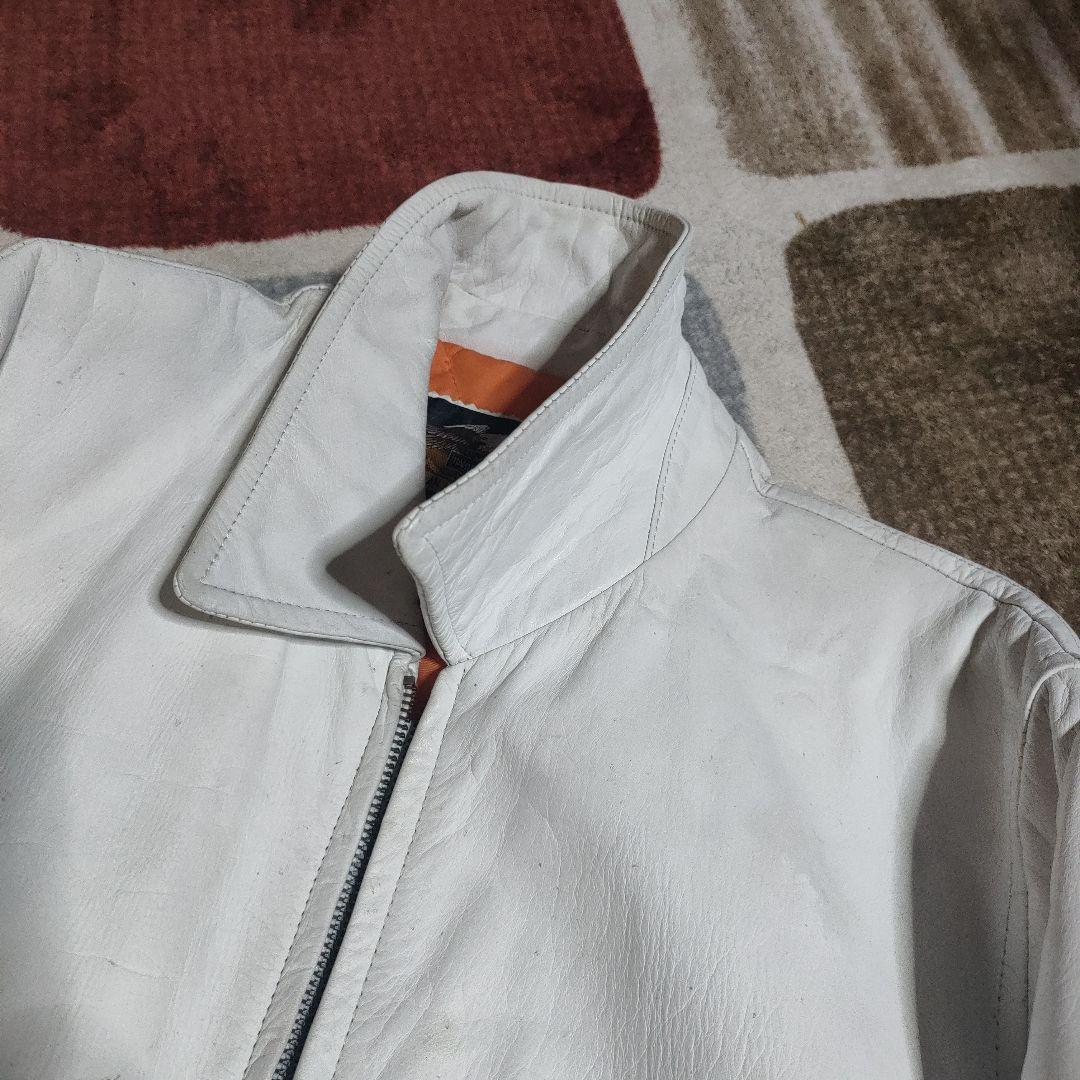 ハーレーダビッドソン　本革ホワイトレザーシングルライダースジャケット　日本製