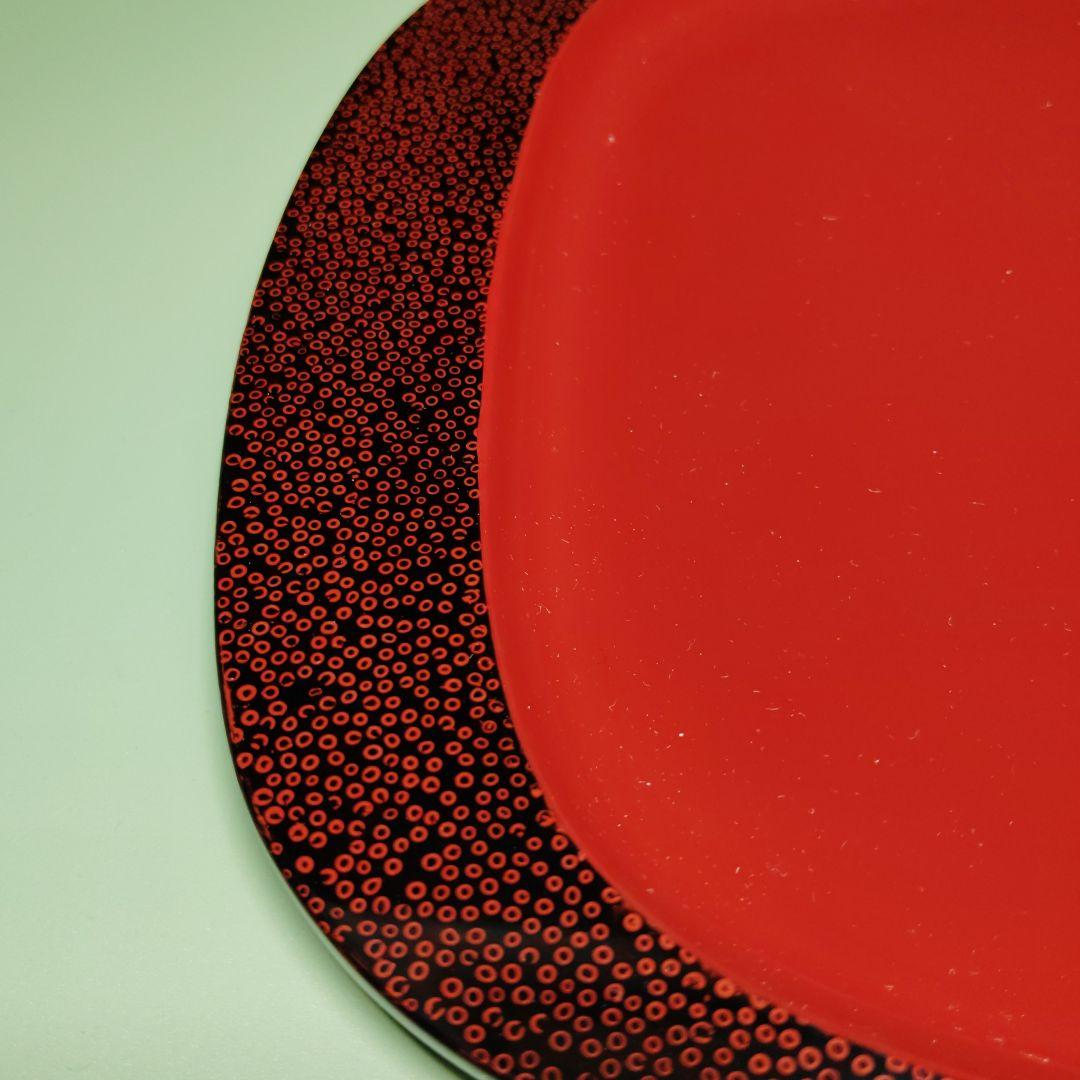 津軽塗 盆 漆塗 天然木 赤い漆器の四角形の盆