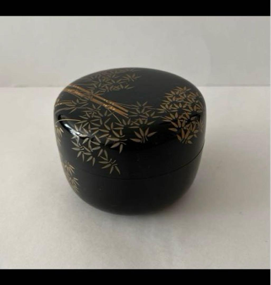 輪島塗一后一兆 (人間国宝)作棗　竹蒔絵 茶道具共箱/絹布・木箱あり