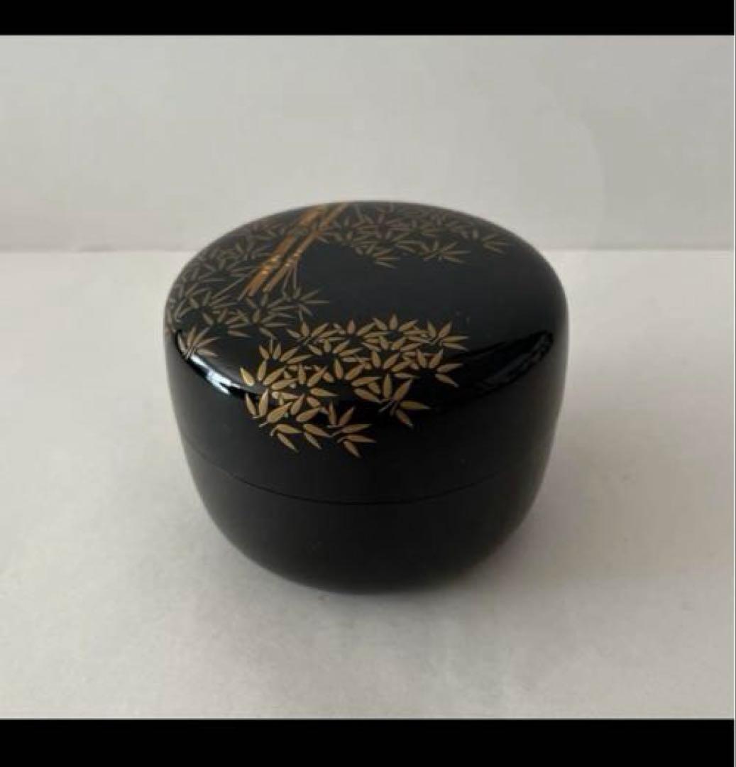 輪島塗一后一兆 (人間国宝)作棗　竹蒔絵 茶道具共箱/絹布・木箱あり