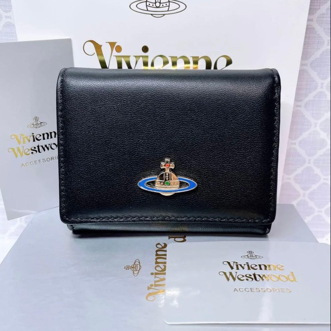 【ショッパー付】新品 ヴィヴィアン・ウエストウッド 三つ折り財布 黒