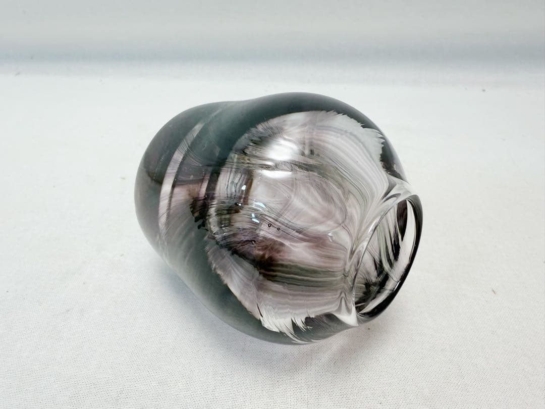 未使用 茶道具 大家具子造 硝子 丸肩衝 茶入 笹蔓緞子 仕覆付き 元箱