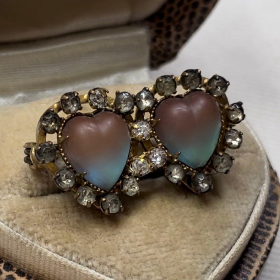 サフィレット　サフィレットブローチ　ダブルハート　アンティーク　ヴィンテージ