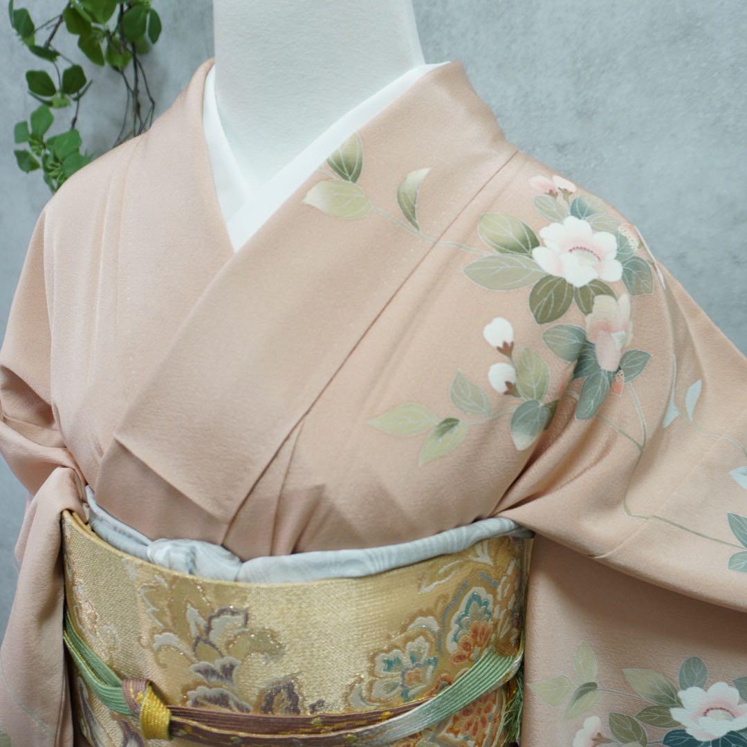 訪問着フルセット　正絹　落款　卒業式　入学式　【訪問着、袋帯、帯締め、帯揚げ】