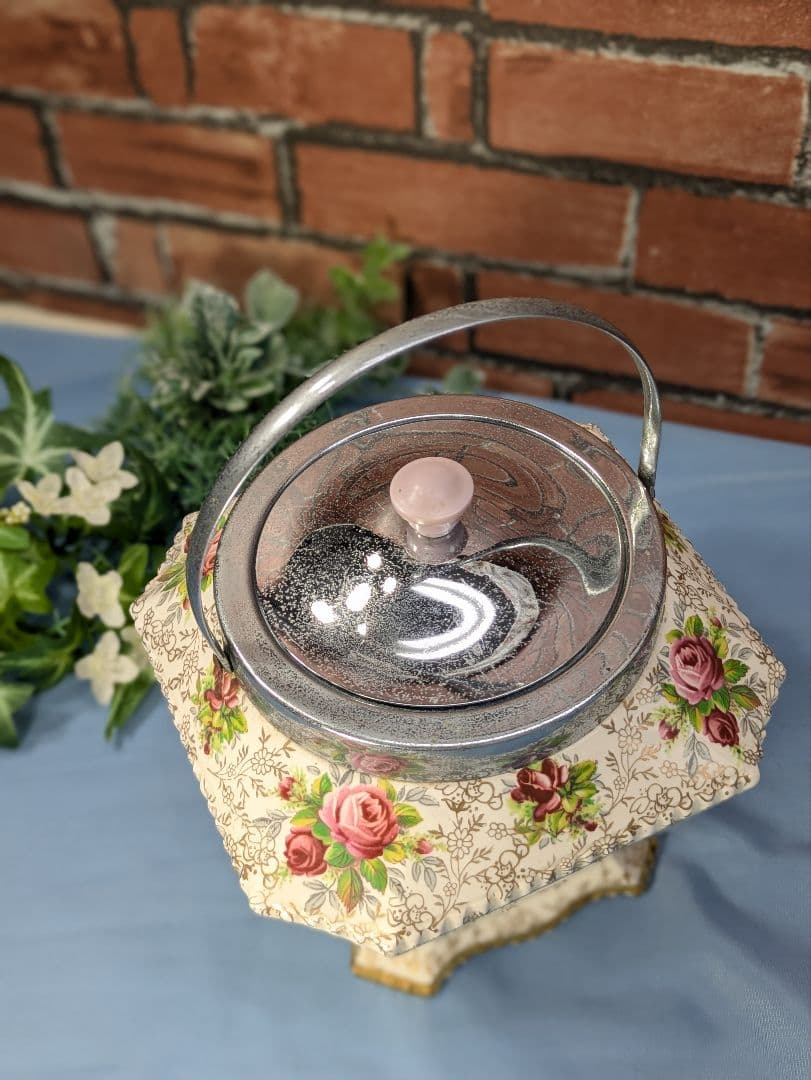 イギリス アンティーク 陶器製 ビスケットバレル バラ JAMES KENT