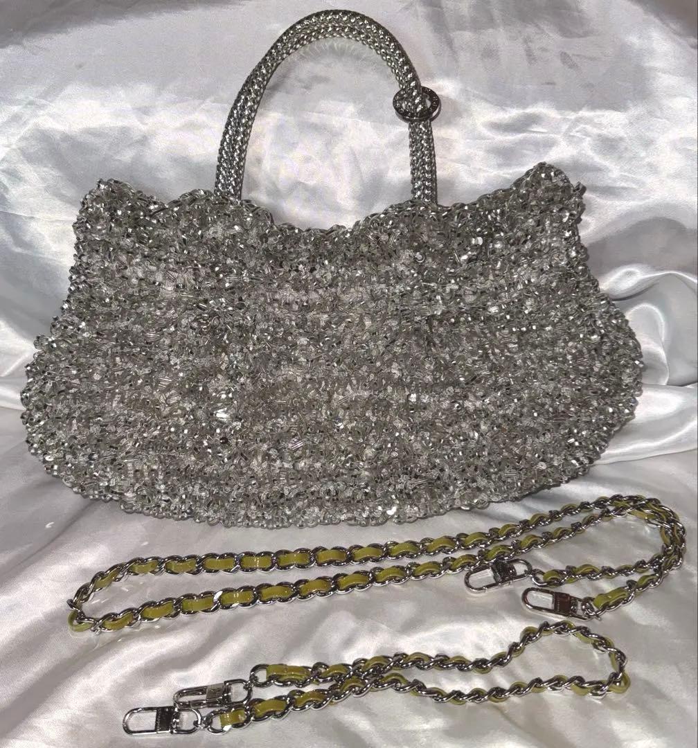 アンテプリマ ワイヤーグリッター シルバー バッグ　3way