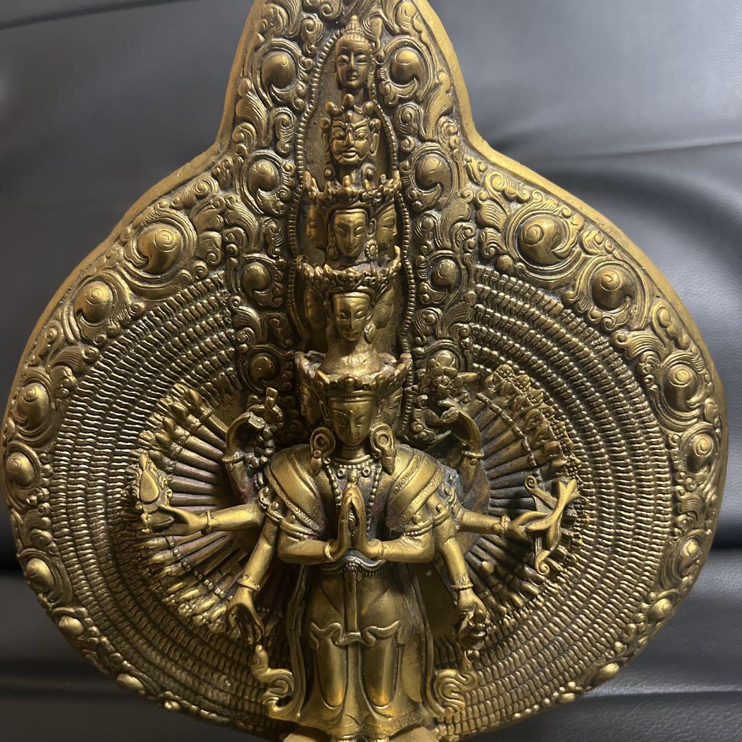 千手千眼観音菩薩 鍍金銅大仏像 チベット仏　仏教美術