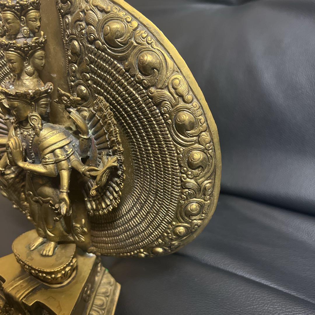 千手千眼観音菩薩 鍍金銅大仏像 チベット仏　仏教美術