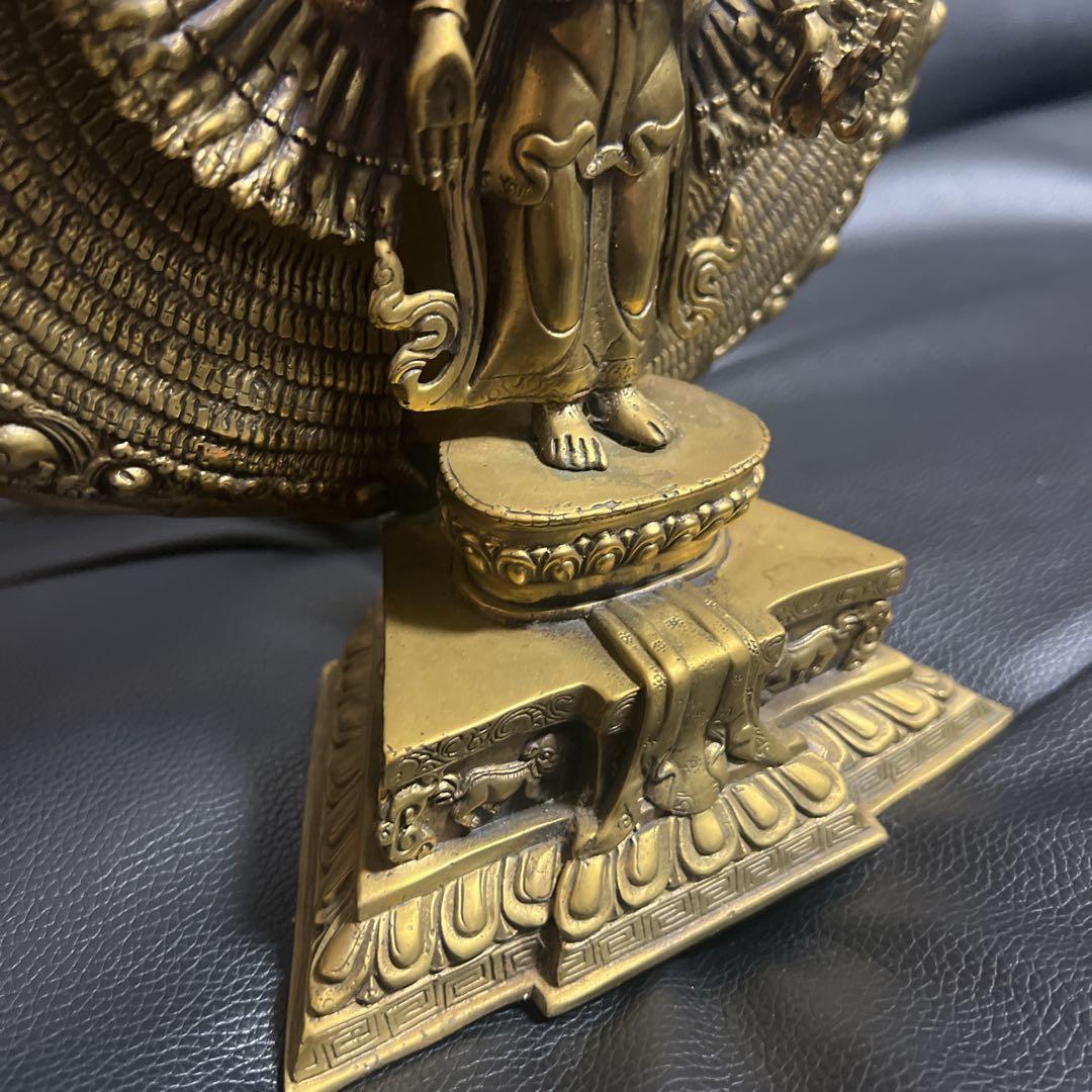 千手千眼観音菩薩 鍍金銅大仏像 チベット仏　仏教美術