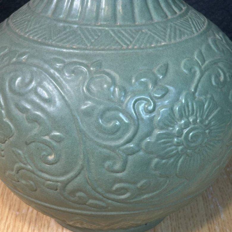 S8003　高麗青磁花瓶　高麗時代　古美術　花瓶　花器　花紋　陶磁器