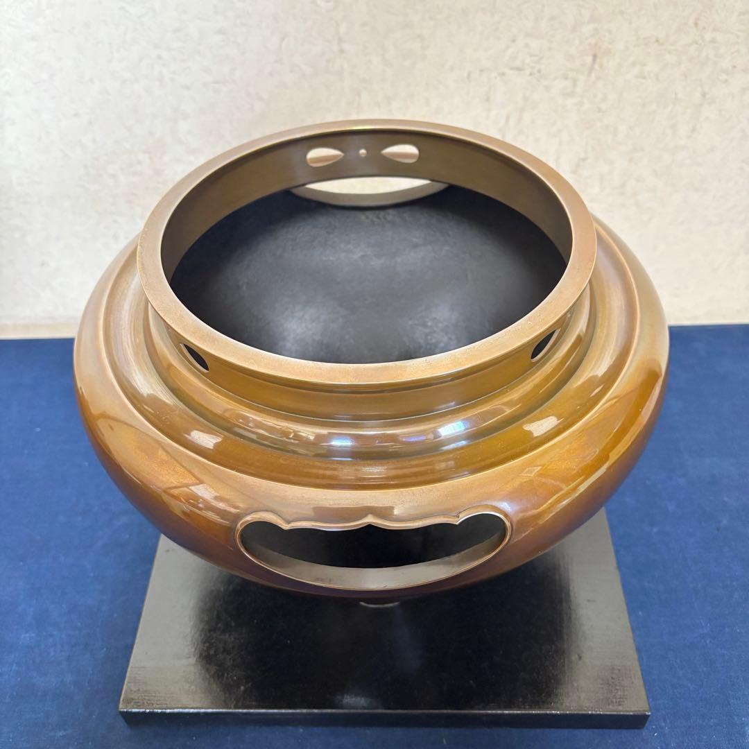 人間国宝 浄清造 茶釜 唐銅朝鮮風炉 風炉釜 野々田電熱器 敷板 茶道具 お点前