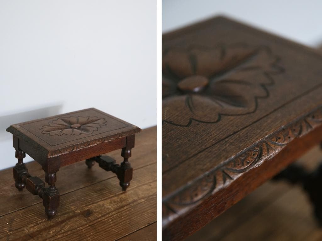 フランスアンティーク木製スツール/オットマン/腰掛けイス/飾り棚(90-229)