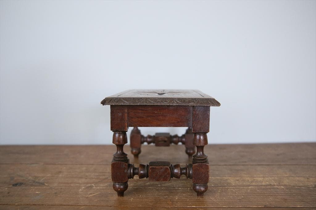 フランスアンティーク木製スツール/オットマン/腰掛けイス/飾り棚(90-229)