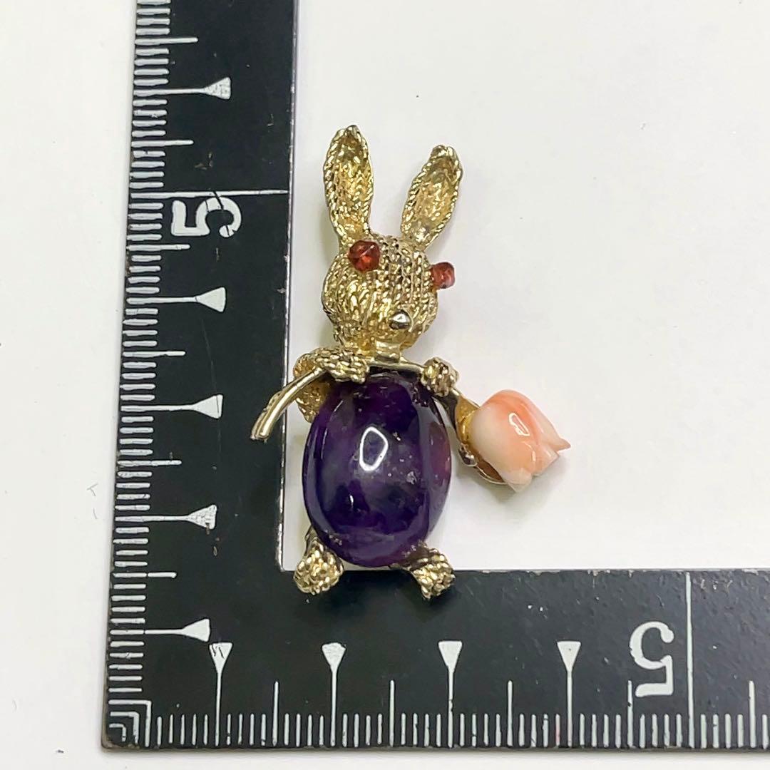 た*そ様 SWOBODA スワボダ ヴィンテージ ラビット ブローチ アメジスト