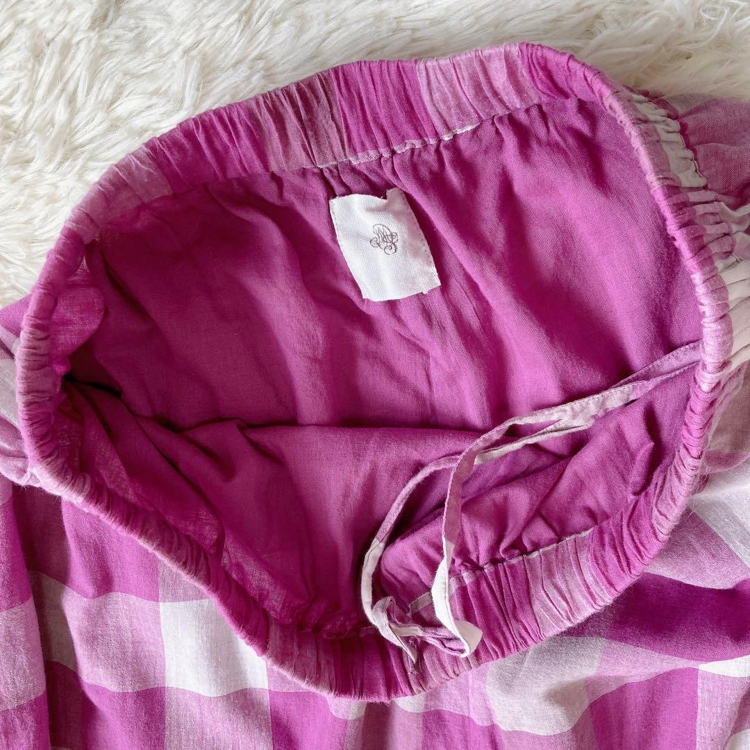 メゾンドソイル　コットン100％　ブロックチェック　ワイドパンツ　ピンク　1