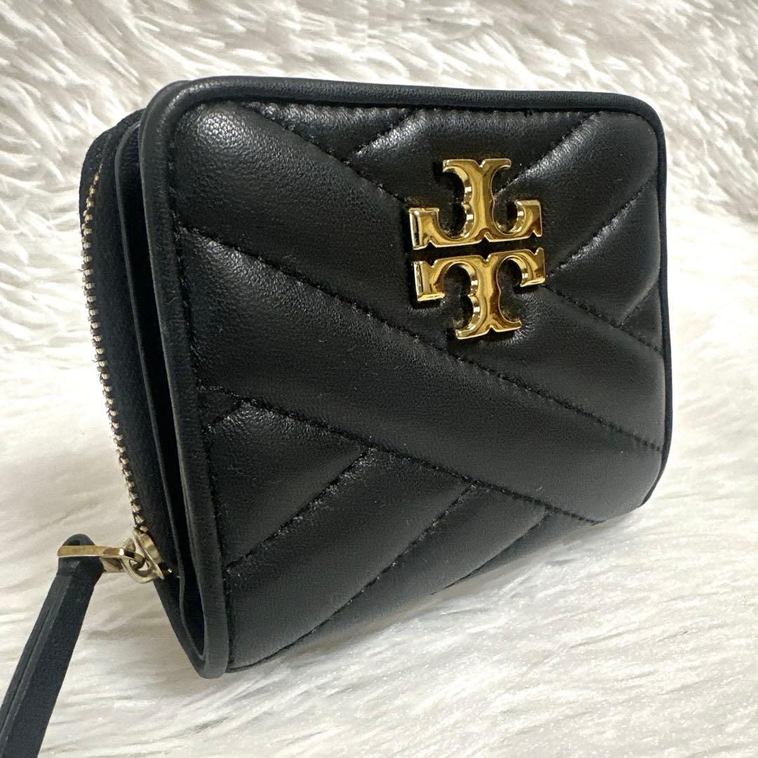 極美品　トリーバーチ　キラ　シェブロン　バイフォールド　ウォレット　黒