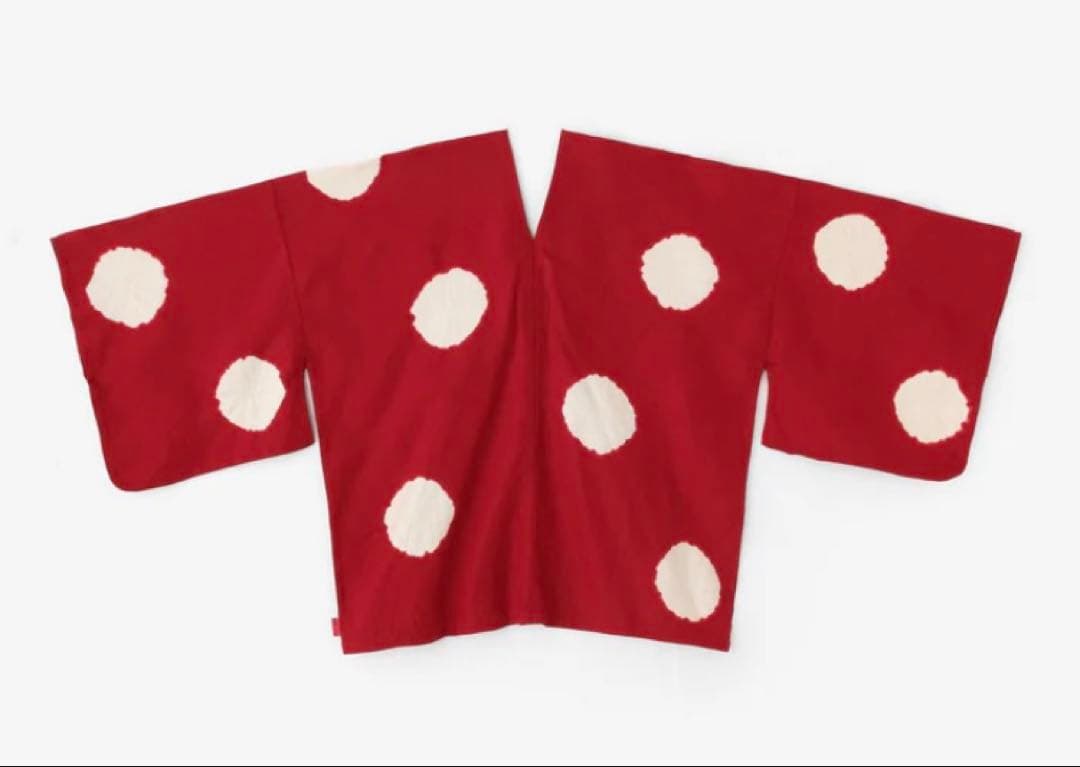 近清絞り 麻 はつき 水玉大（みずたまだい）臙脂色（えんじいろ）×練色（ねりいろ